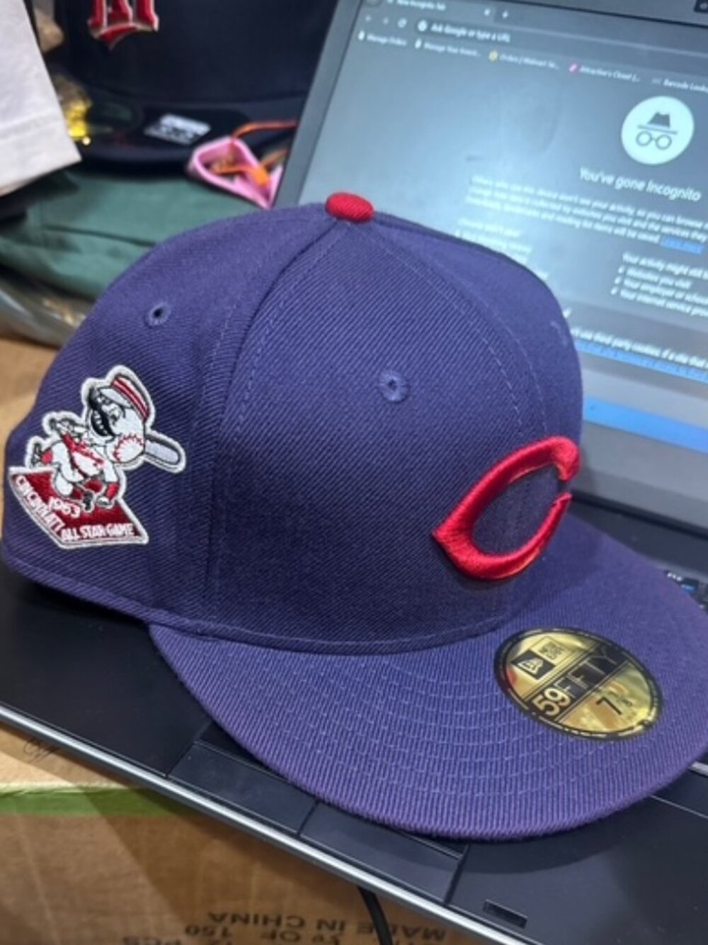 Cincinnati Reds Fitted Hat VTG New Era 59Fifty All Star Game Wool USA